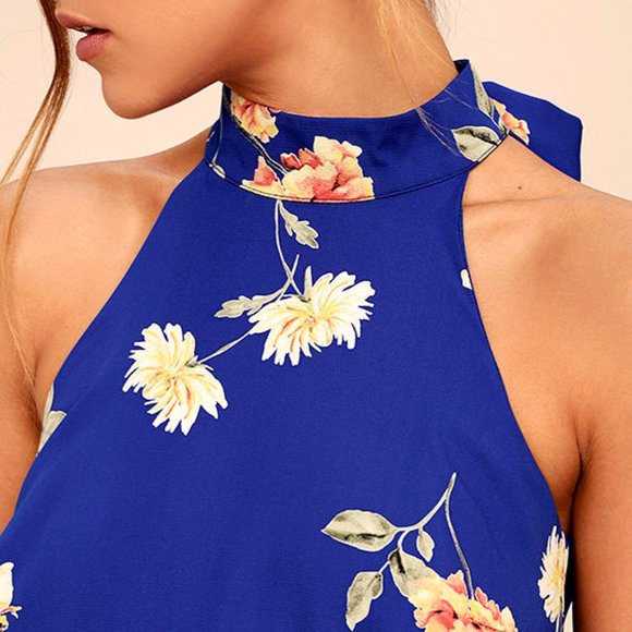 LULUS Halter Neck Floral Print Sleeveless … - Picture 4 of 6